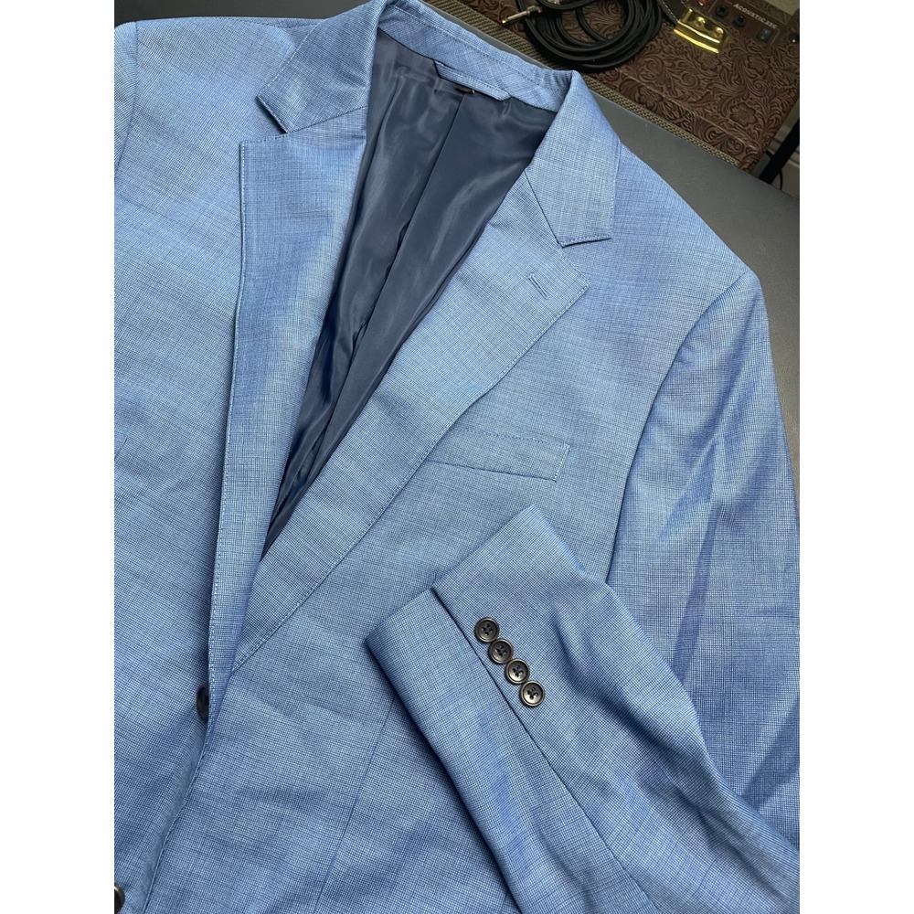 Bonobos Jetsetter 42L Blue Standard Fit Wool Blend blazer Pockets sown